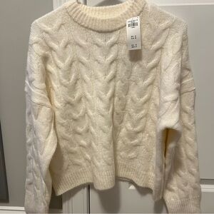 NWT Shetland cable knit wool sweater blend Abercrombie